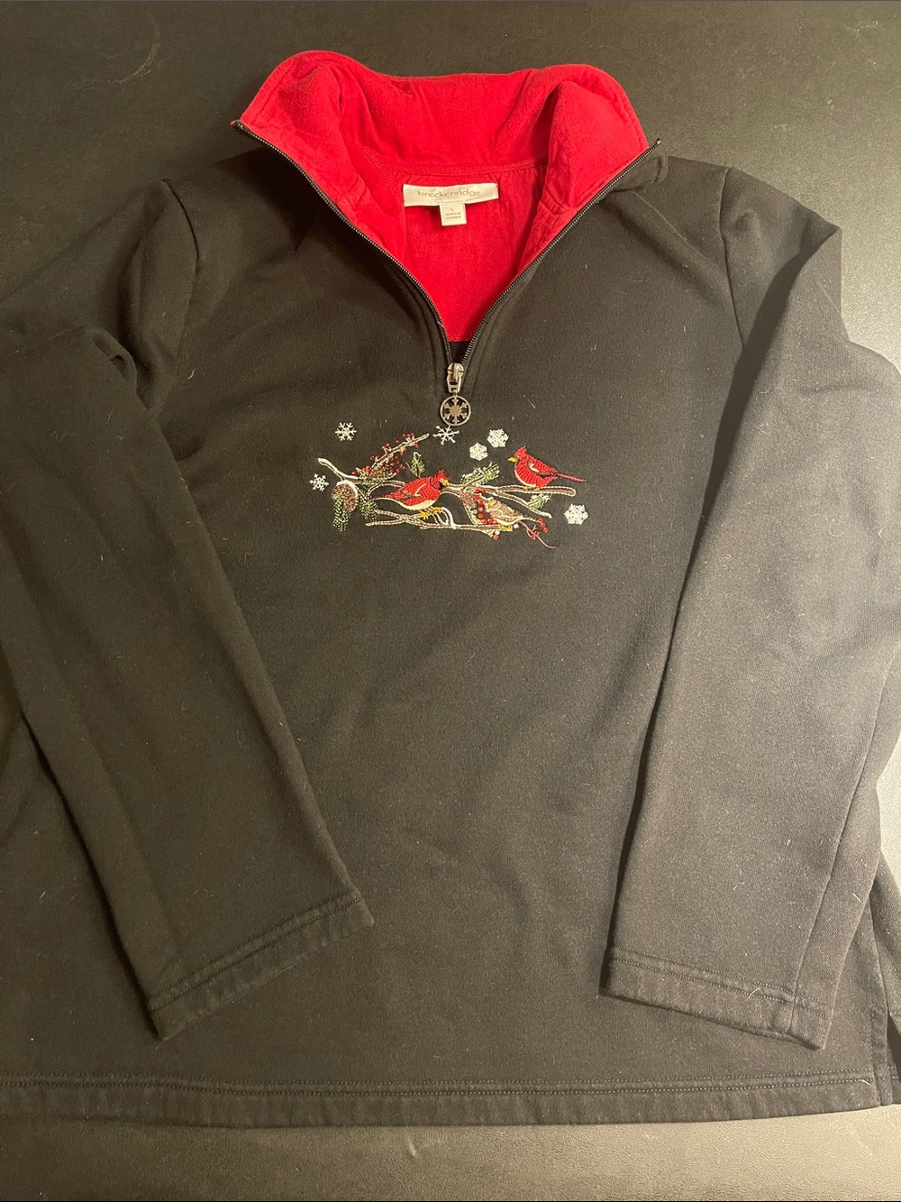 Breckenridge sz Large Winter Sweater with Cardinal & Snowflake Embroidery